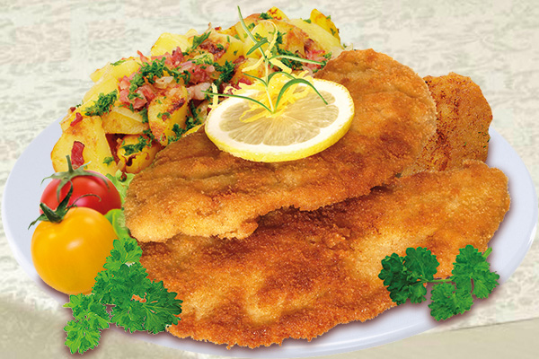 Schnitzel im Frühlings-Outfit